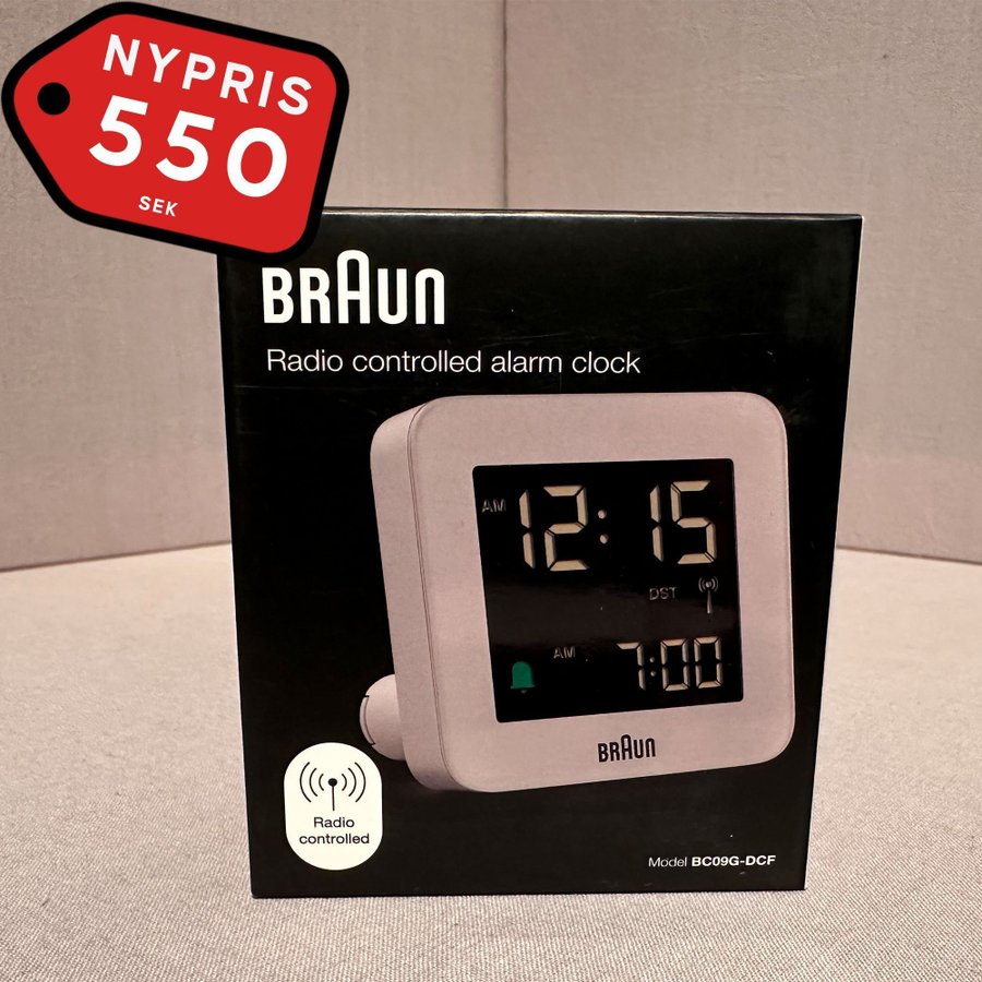 Braun Digital Radio Controlled Alarm Clock – Väckarklocka – Vit/Svart