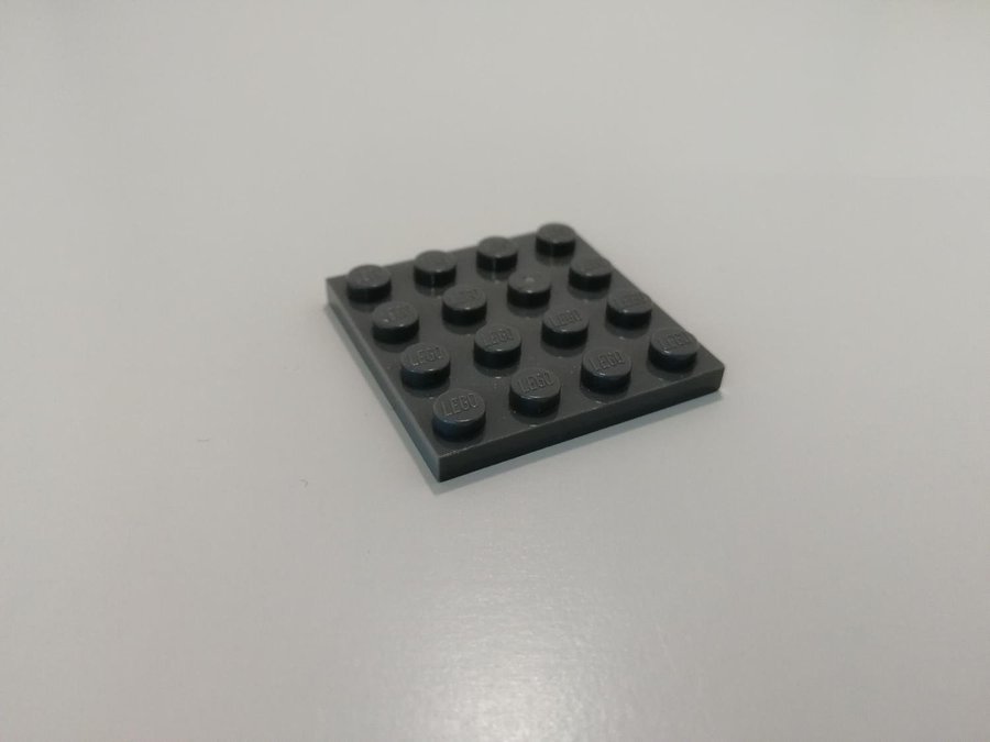 Lego - platta - plate - 4x4 - part 3031 - mörkgrå (bluish)