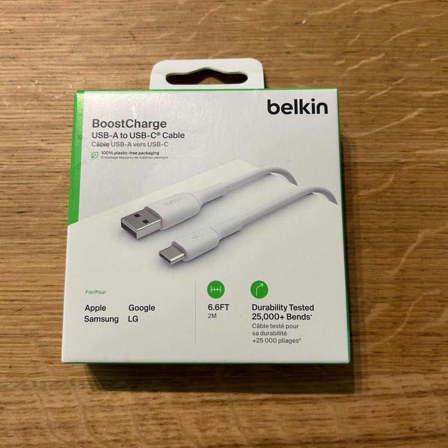 Belkin BoostCharge USB-A till USB-C kabel 2m