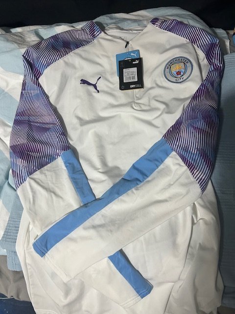 Manchester City Puma vit pre match tröja, storlek XXL