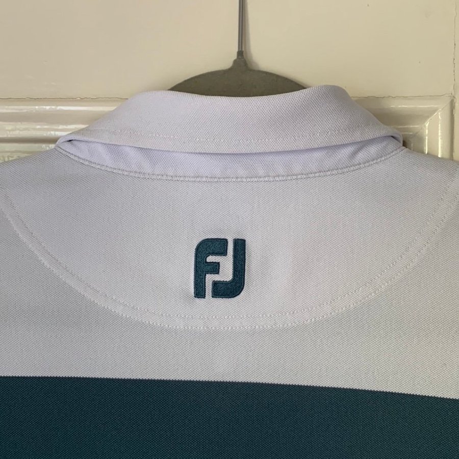 FootJoy vit med blå ränder golftröja storlek XL piké