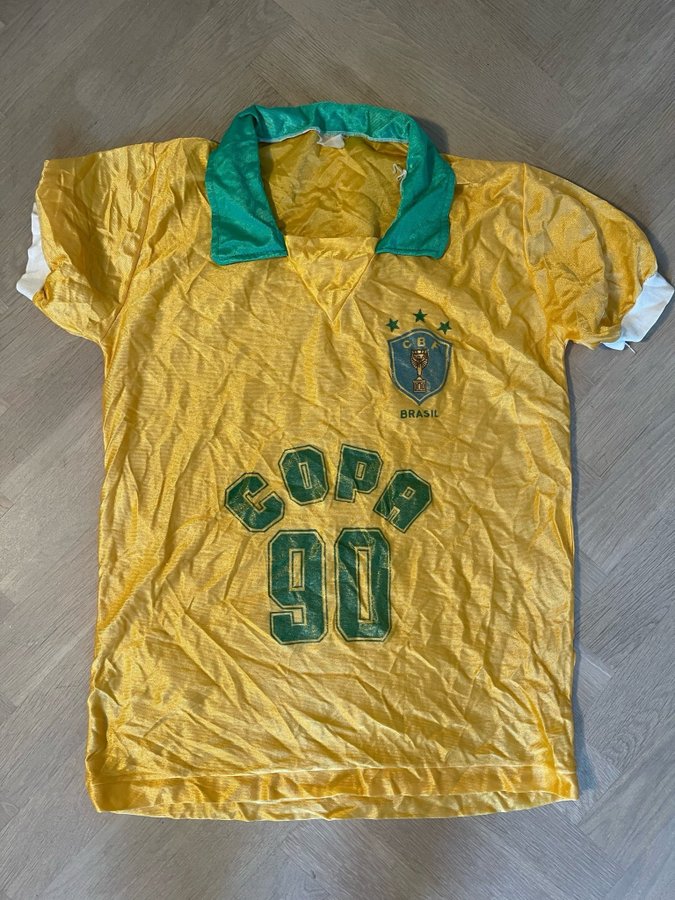 Brasilien 1990, gul Replica fotbollströja, barnstorlek 160