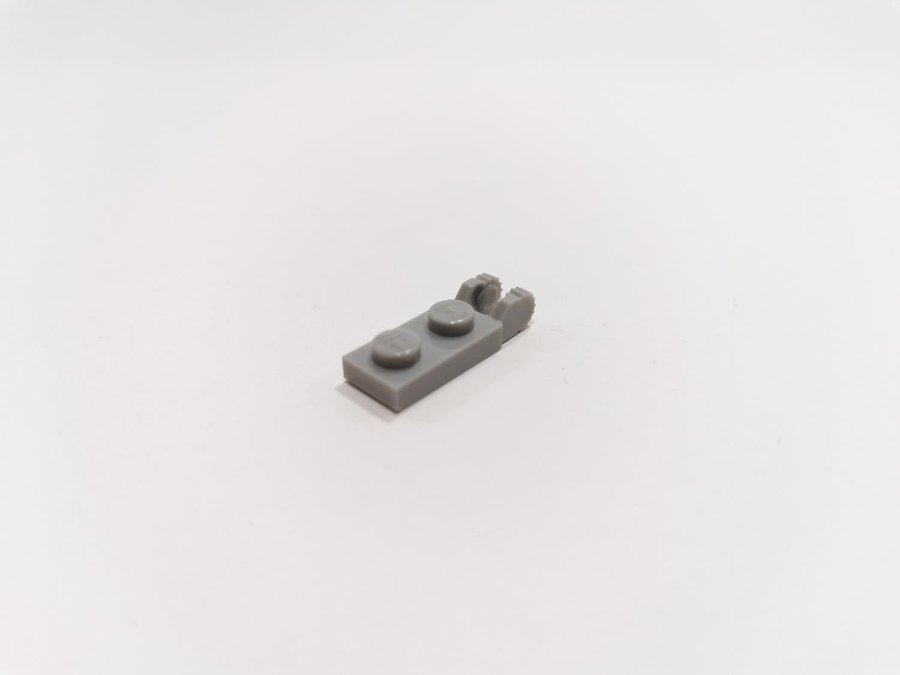 Lego - plate - modified - locking - 1x2 - part 44302 - ljusgrå (bluish)