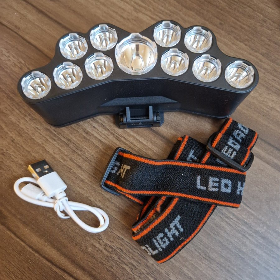 USB-Uppladdningsbar Pannlampa med 11 LED – Stark och Vattentålig