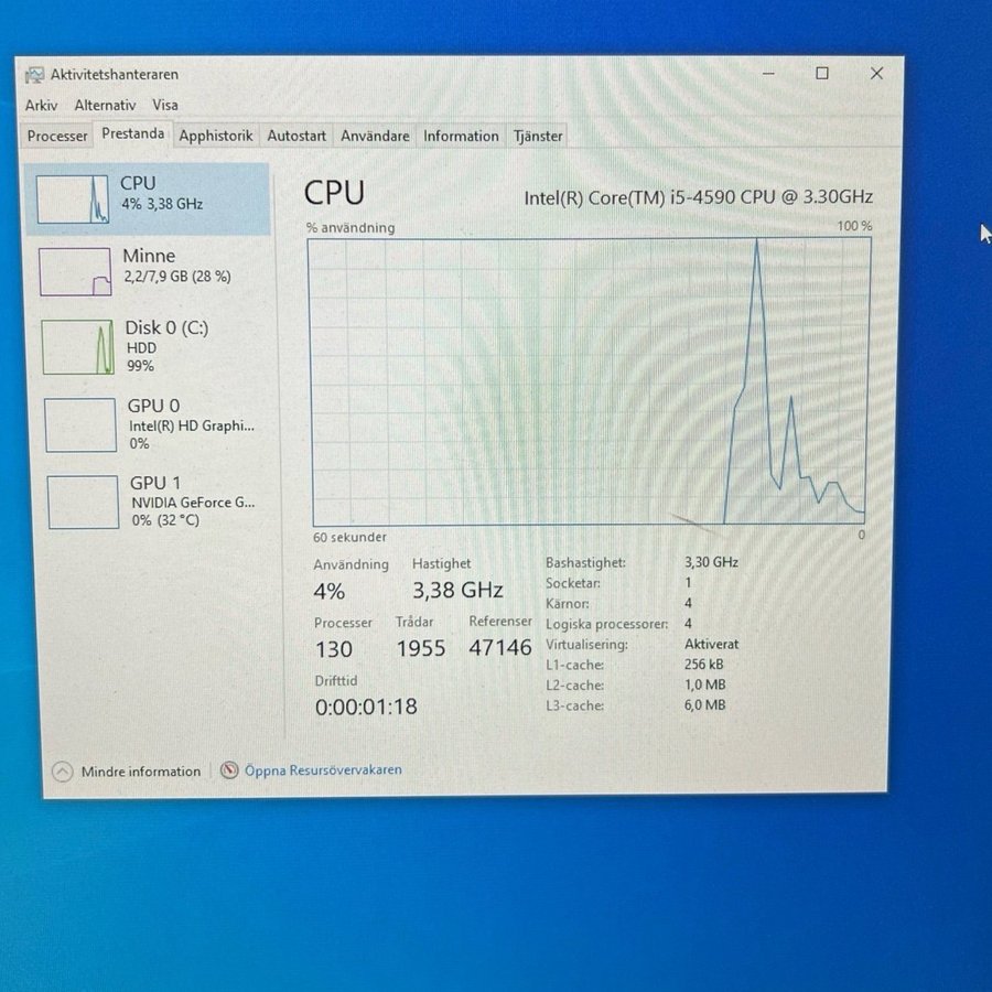 HP ProDesk 600 G1 TWR i5-4590 CPU @330GHz