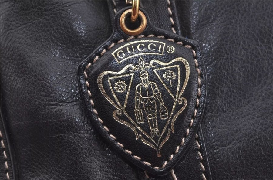 GUCCI Duchessa Line 2Way Hand Boston Bag Leather black