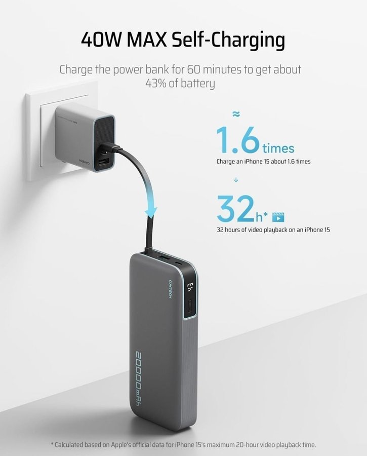 Power Bank med digital display 20000mAh