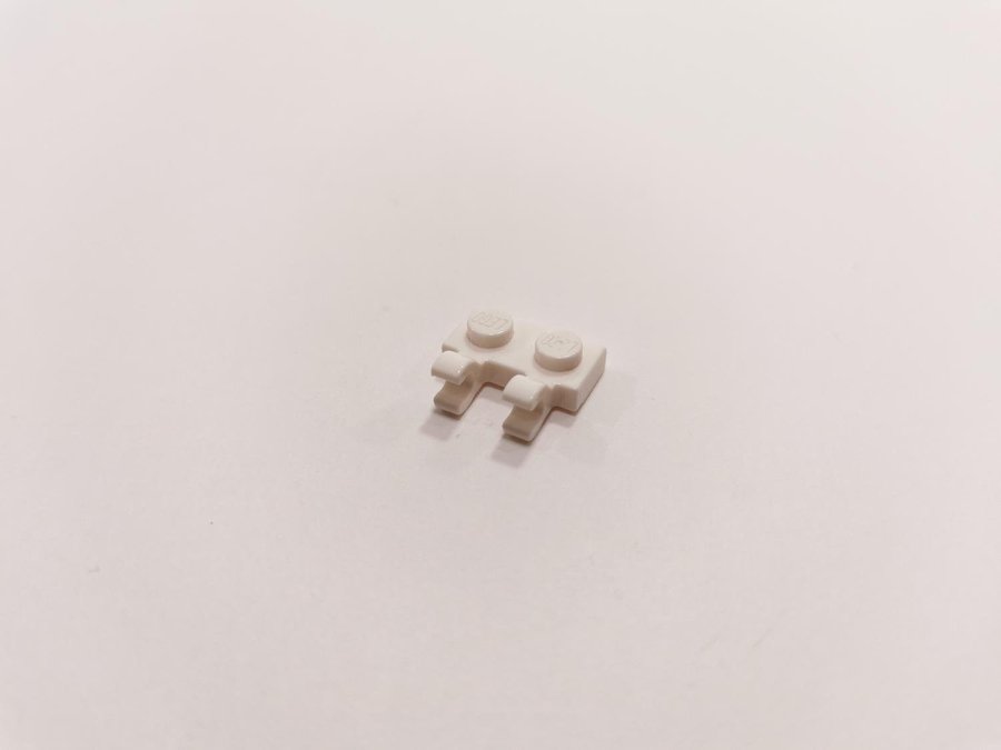 Lego - plate - modified - 2 clips horizontal - 1x2 - part 60470 - vit