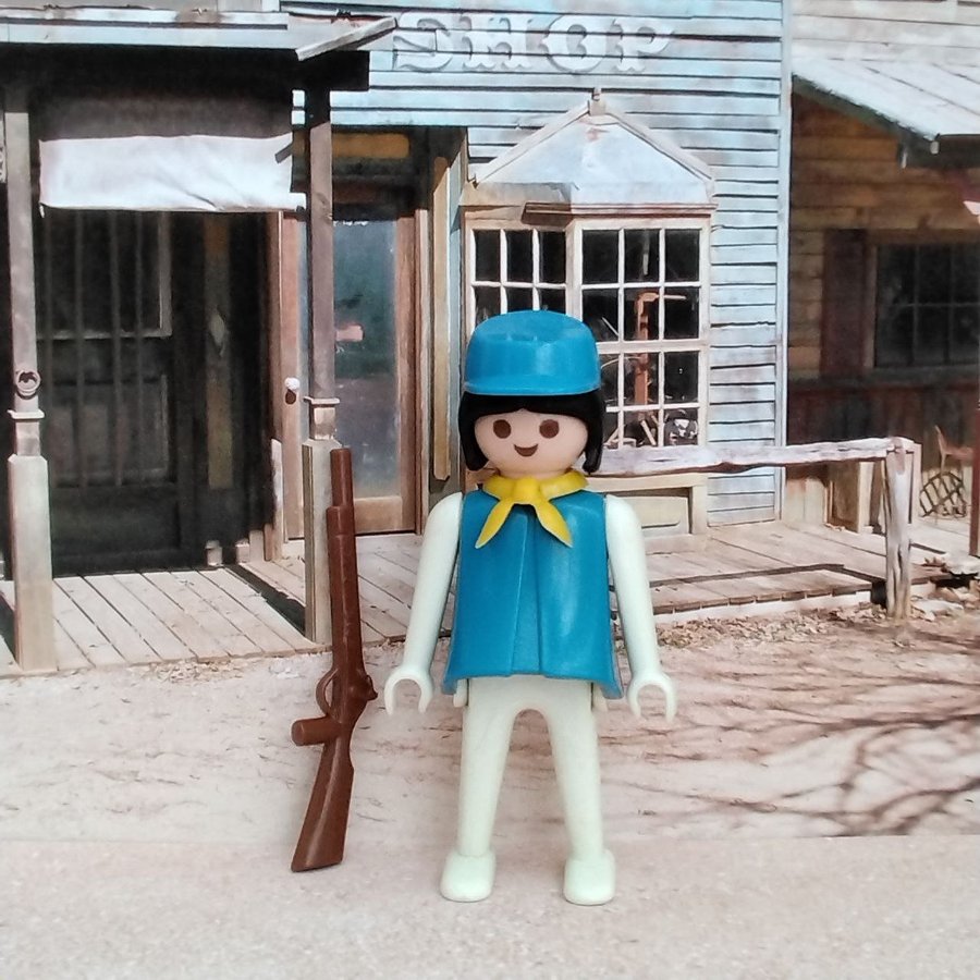 Playmobil vintage western, kvinnlig soldat på häst (3419)