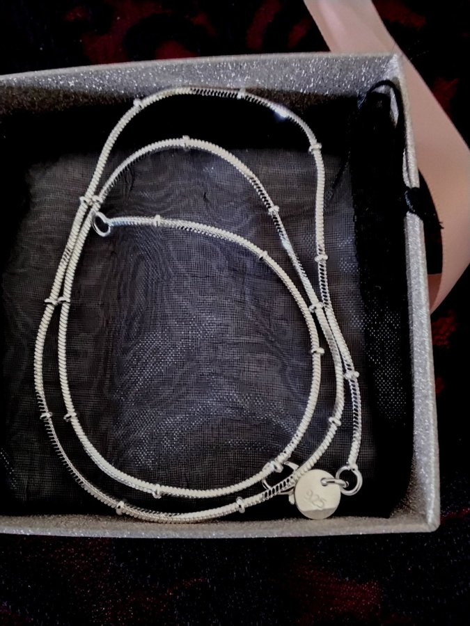 Silverhalsband sterling 925,ormkedja med små ringar, silverpläterat 925 stämplat