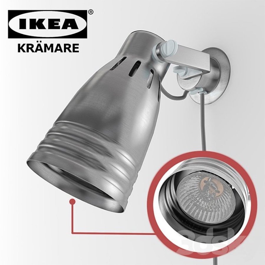 IKEA KRÄMARE - Vägglampa. Belysning, metall, spot, lampa, oanvänd, ljus