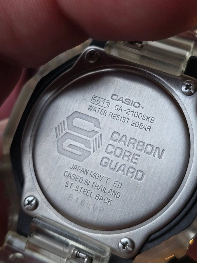 Casio G-Shock GA-2100SKE Carbon Core Guard Transparent