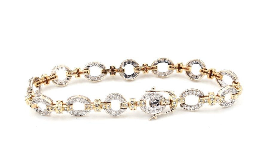 Diamant armband i 18k guld och vitguld- ca 1,26 ct diamanter