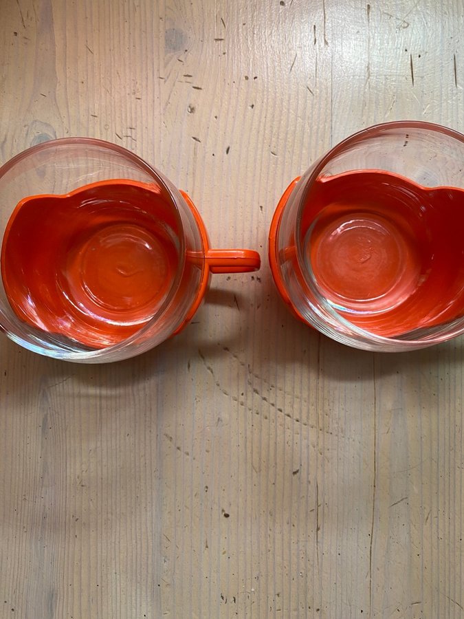 Retro glas plasthållare orange