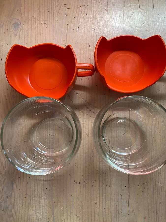 Retro glas plasthållare orange