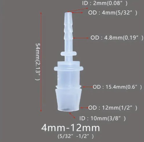 Adapter till microbevattning. Innerdiameter 12mm till 4mm. 2st.