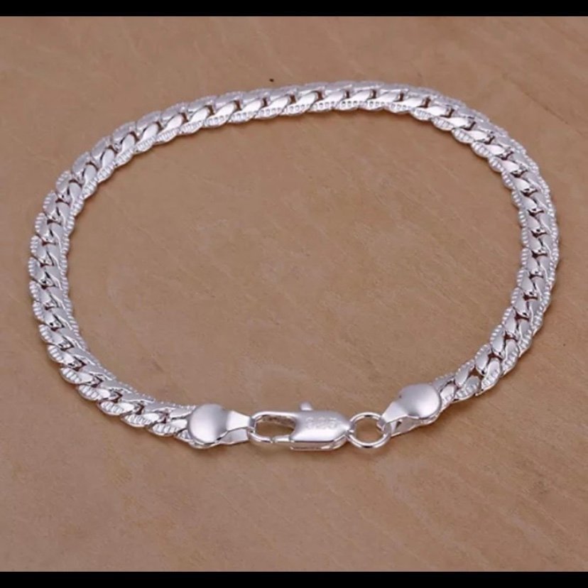 HELT NYTT! Armband pläterad med äkta silver 925, 20 cm, 5 mm, superfina