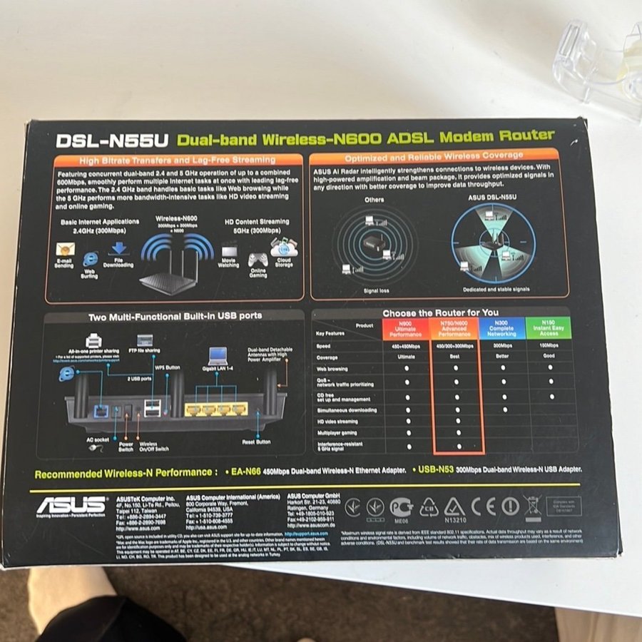 ASUS DSL-N55U ADSL Modem Router Dual-band Wireless-N600