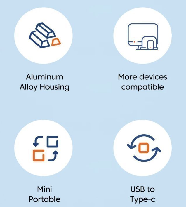 5 stycken OTG USB Typ-C-adapter USB-hane till typ C-hona