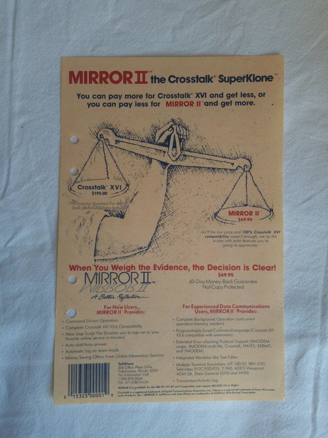 Bok: Mirror II Data Communications for the IBM PC and Compatibles Softklone 1987