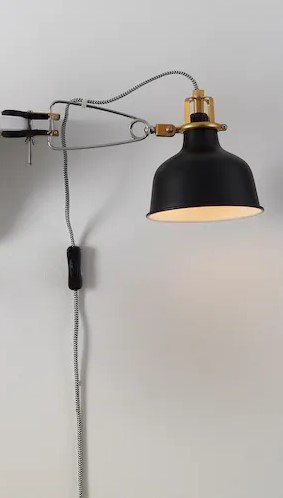 Ikea vägglampa Ranarp dekorativ svart guld slutsåld på Ikea