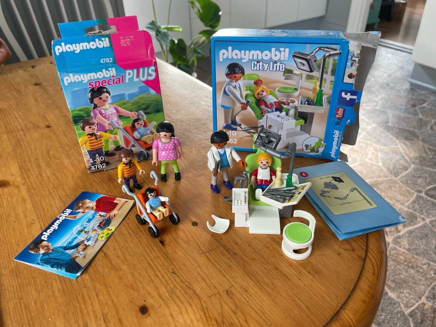 Playmobil City Life Tandläkarset 6662 samt Familj med vagn och bebis