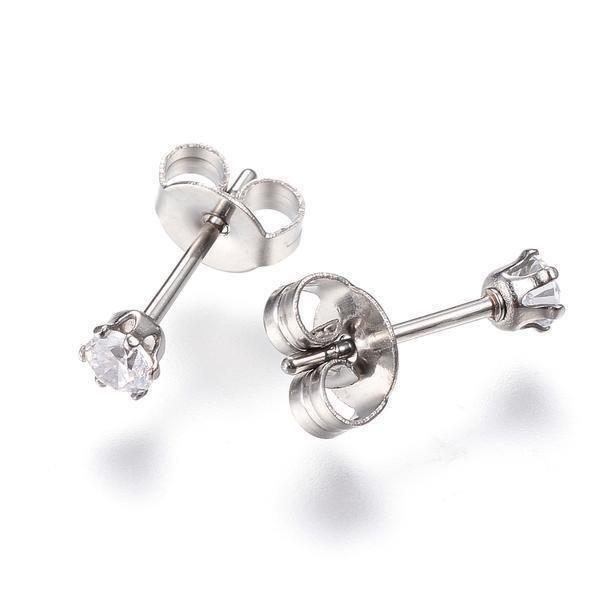 REA__REA___Studs Örhängen i 316L Kirurgiskt stål med 3 mm. CZ