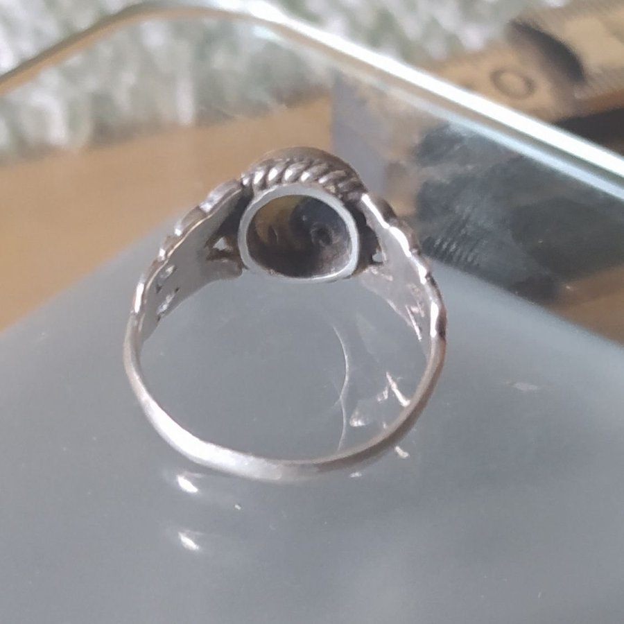 Ring silver yin/ yang emalj