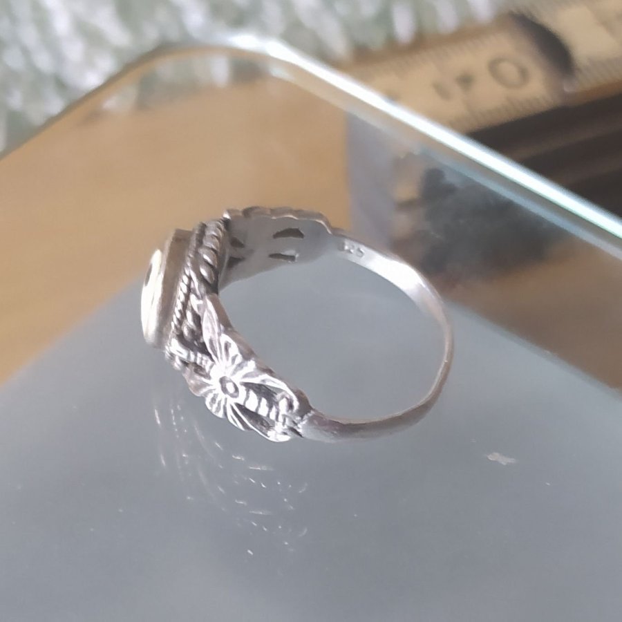 Ring silver yin/ yang emalj