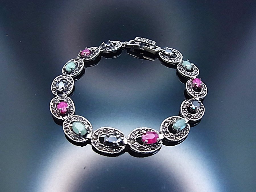 ARMBAND EMERALD - RUBY - SAFIR MED MARCASITES.