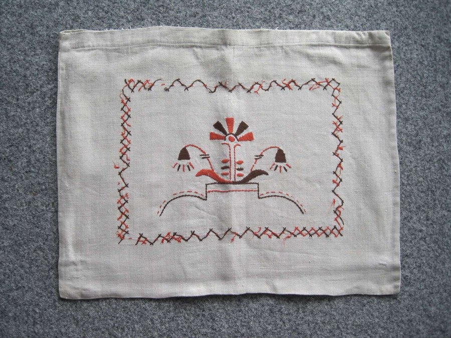 Vintage broderat kuddfodral prydnadskudde