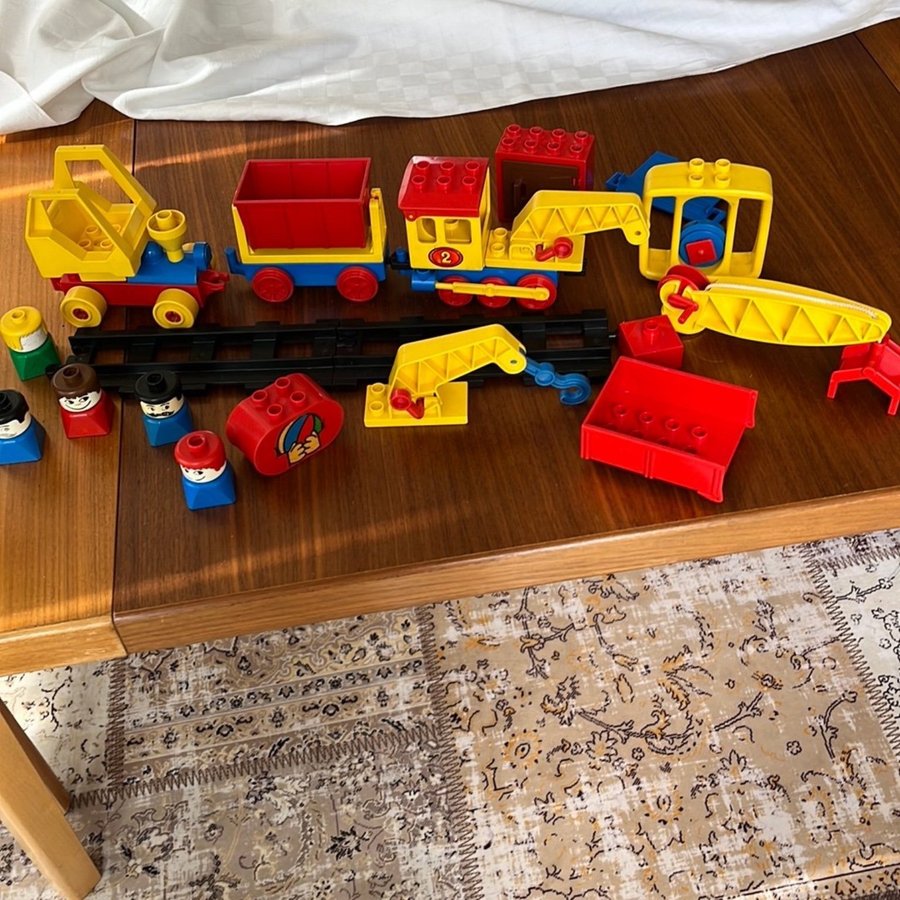 Retro Lego Duplo Tåg med kran och vagnar