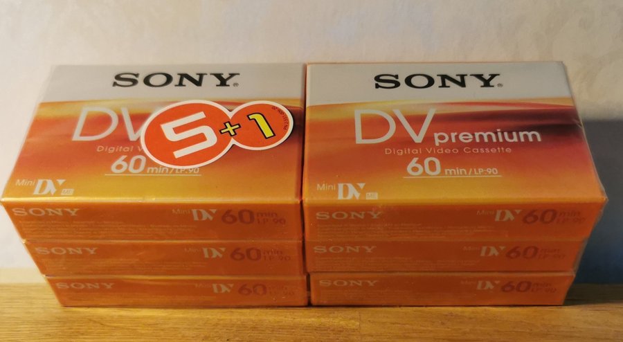 6st Sony DV60 - Premium Mini DV Kassetter (inplastade)