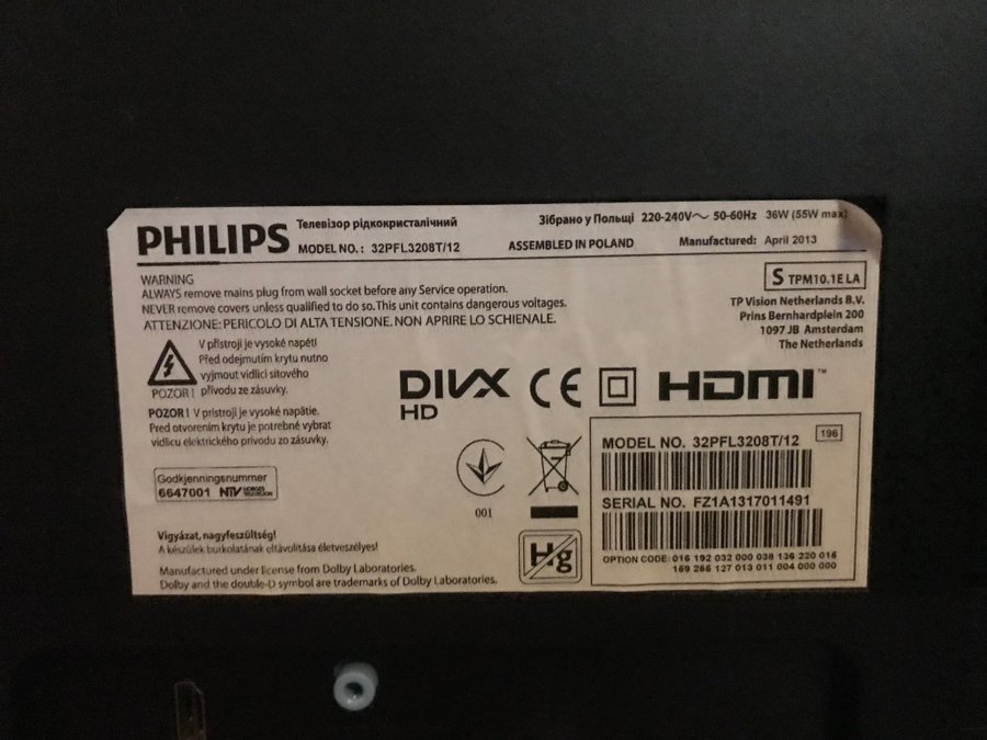 Philips 32PFL3208T/12 TV