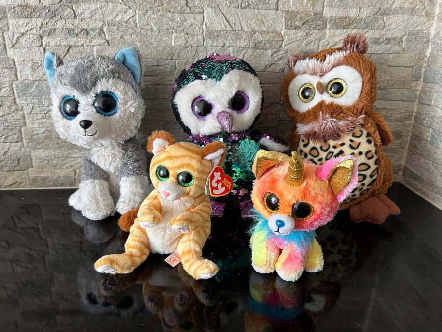 5 stycken Beanie Boos.TY. HUSKY,