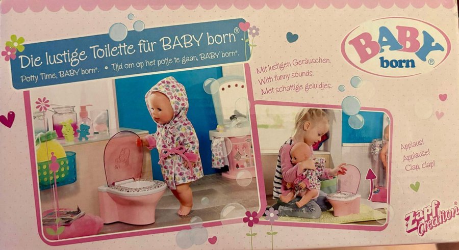 NYSKICK! Baby BORN ZAPF Rosa toalett potta docka/dockor Ljud originalkartong