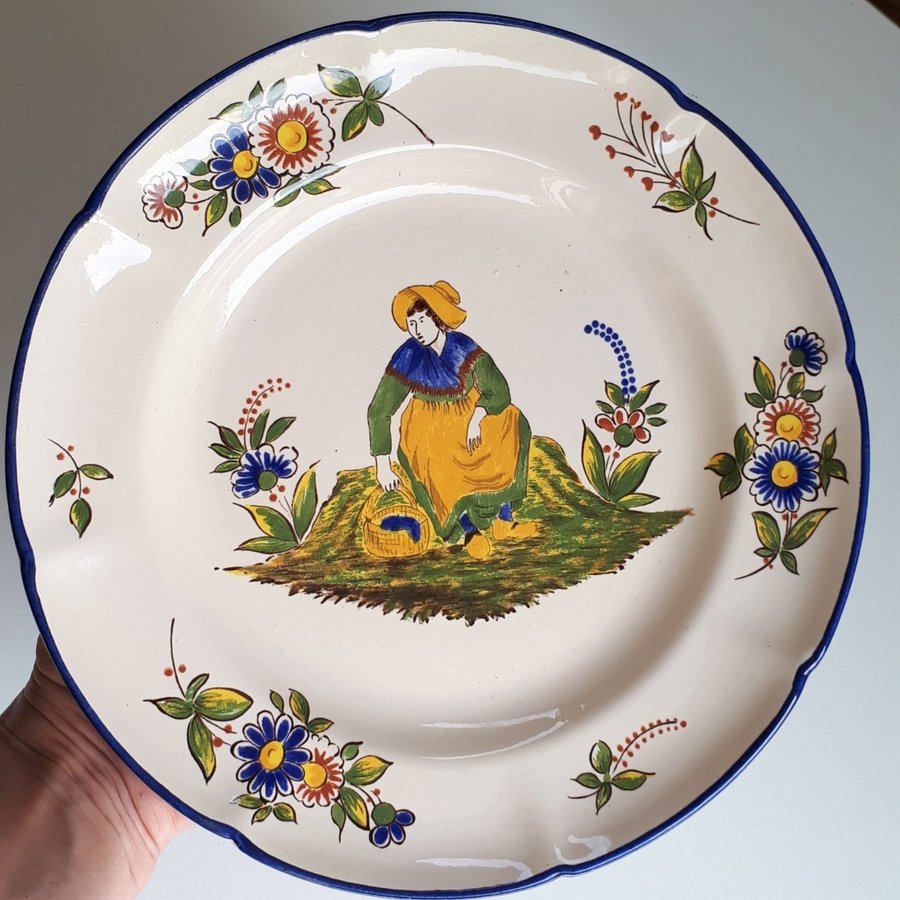 Unused St Clement Old Handpainted Plate 24cm Fransk Keramik Fajans Tallrikar