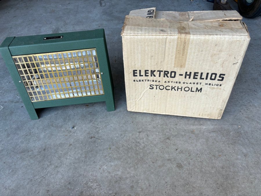 Äldre Elektro Helios El element värmare med originalkartong retro antikt