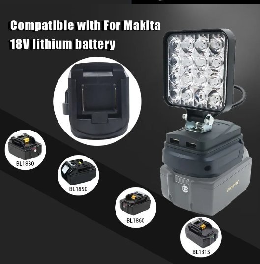 LED-arbetslampa för Makita-batterier - Sladdlös Spotlight för Utomhusbruk