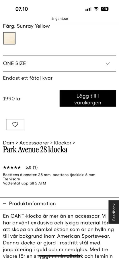 GANT Park Avenue 28 Dam klocka