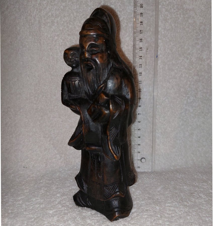 Träsnidad figur skägg baby buddhism asiatisk