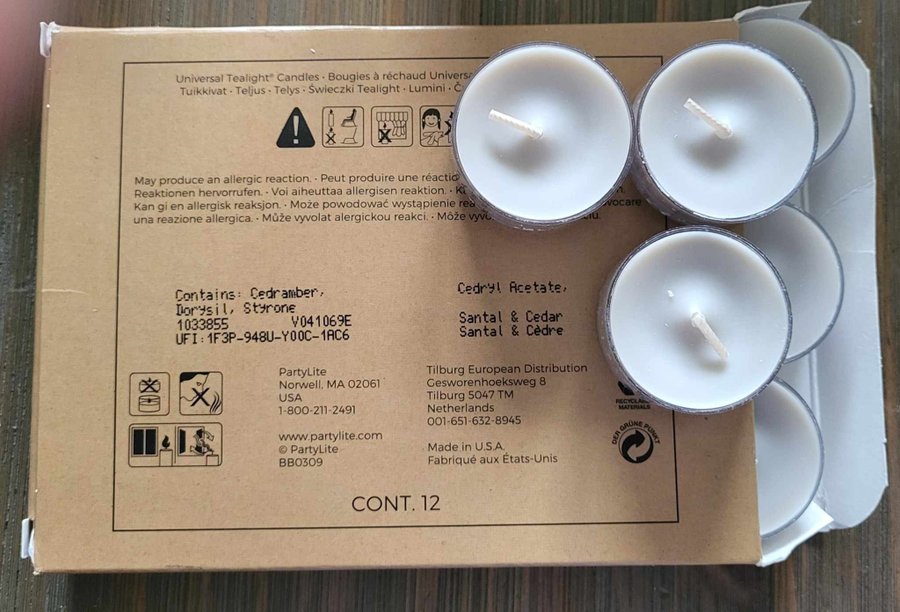 PartyLite Teljus 12 pack - Santal  Cedar