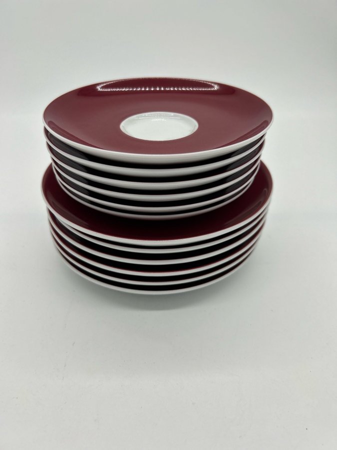 Rosenthal dessert DOUBLE PLATE SET 12 pieces in wine red 2 different sizes