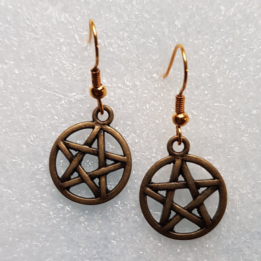 Örhänge Pentagram i tibetsilver