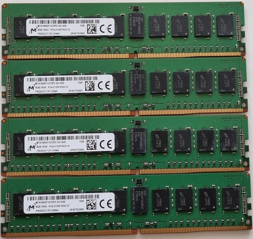 32 GB (4x 8GB) PC4-17000 DDR4 ECC RAM 2133MHz