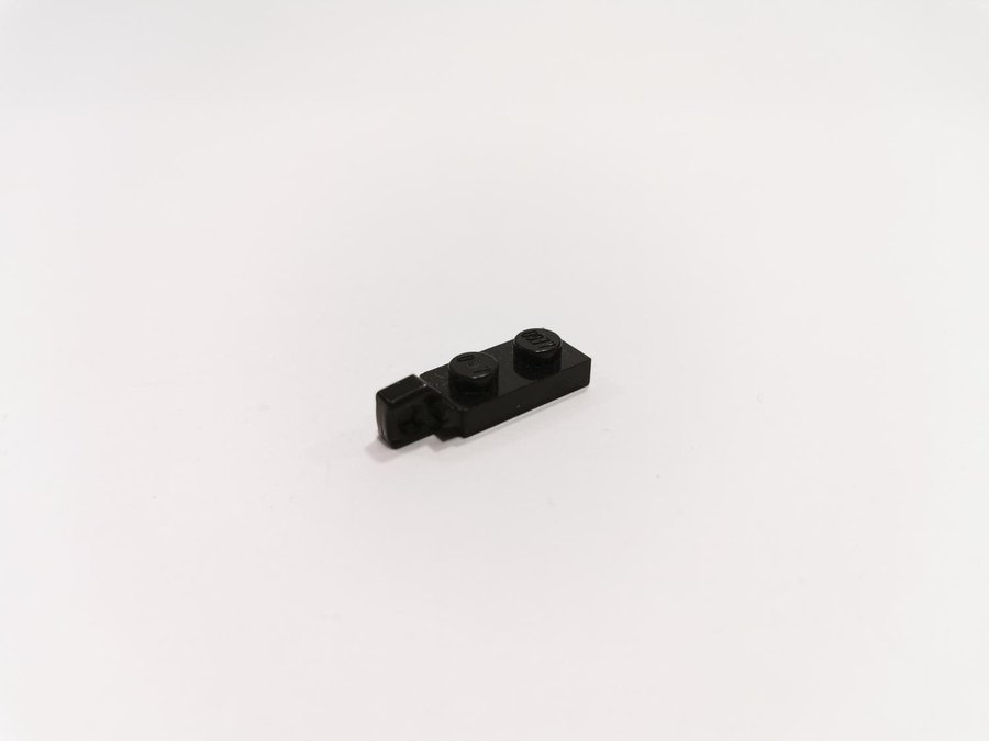 Lego - plate - modified - locking - 1x2 - part 44301 - svart