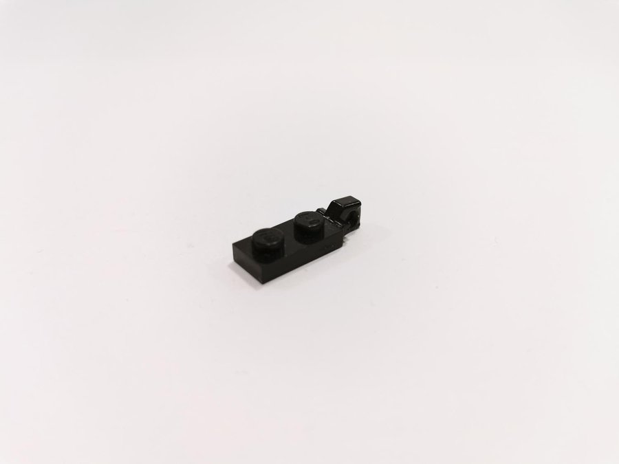 Lego - plate - modified - locking - 1x2 - part 44301 - svart