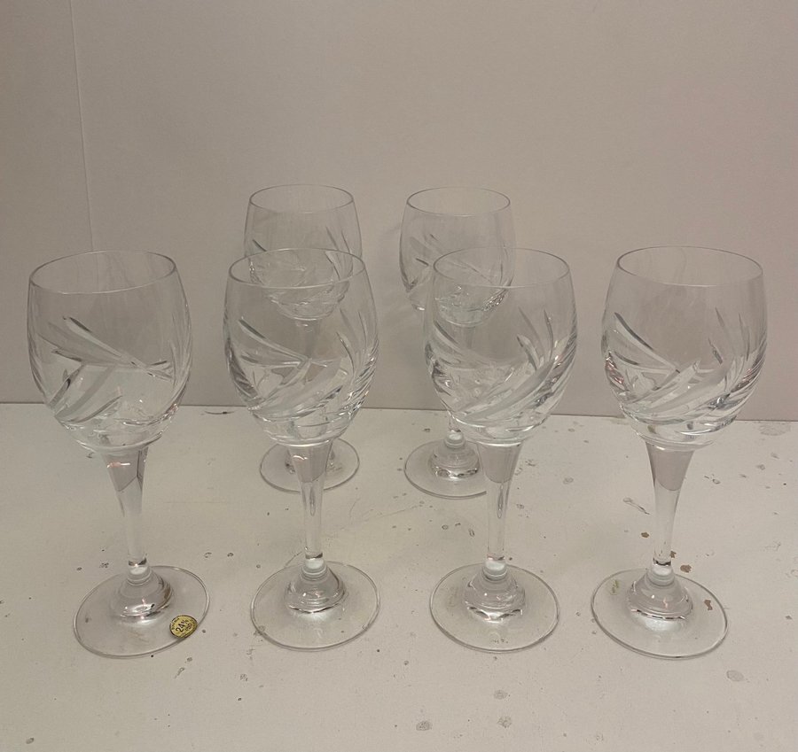 6 st. vintage Bohemia , kristall glas, Design crystal,