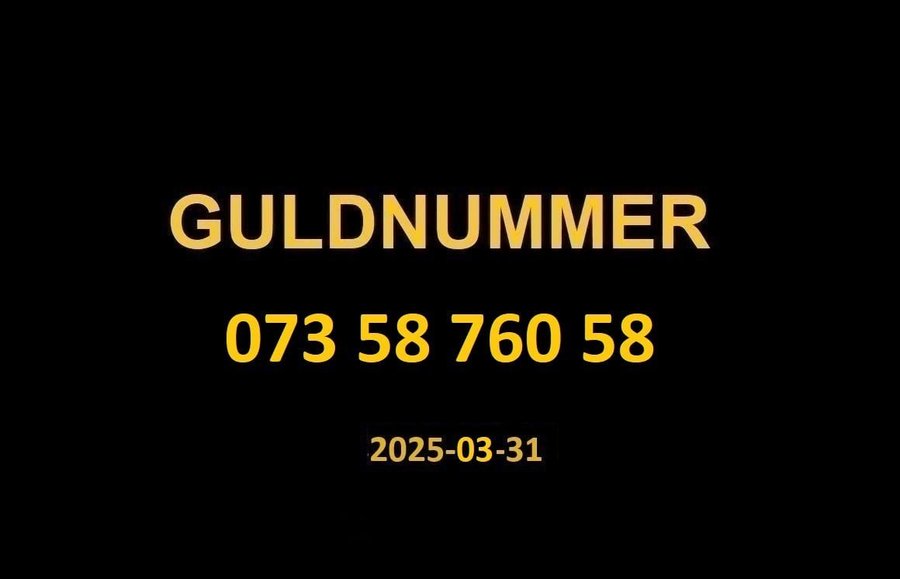 073 58 760 58 GULDNUMMER mobilnummer telefonnummer kontantkort nummer guld