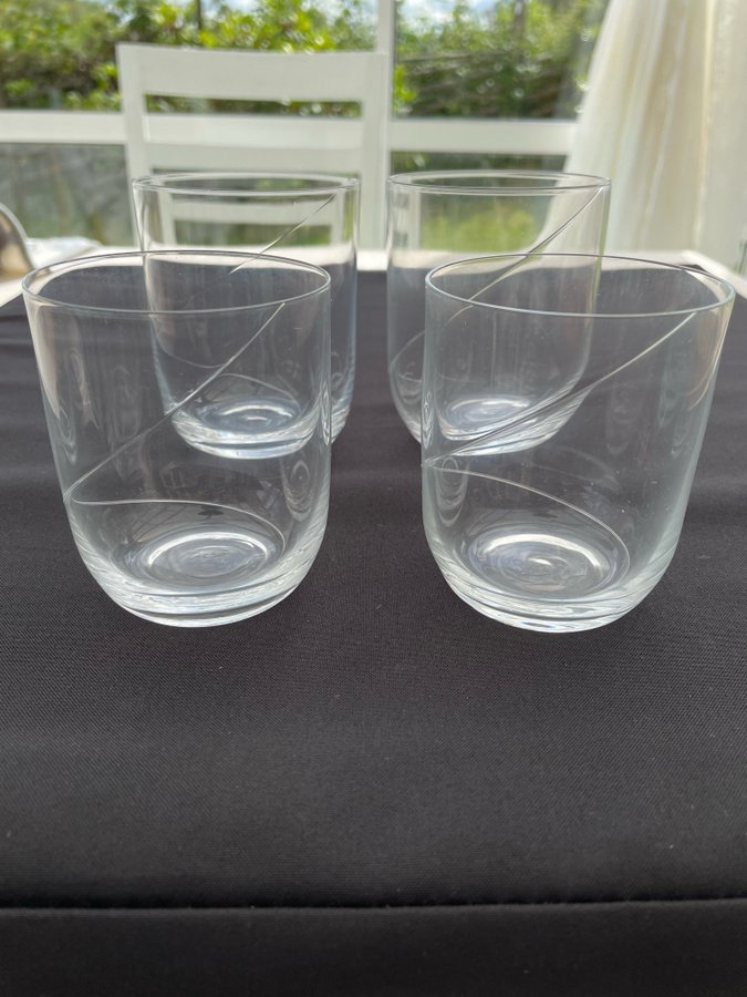 4 st Kosta Boda LINE Silvertråd Tumblerglas/whiskyglas/selterglas Anna Ehrner